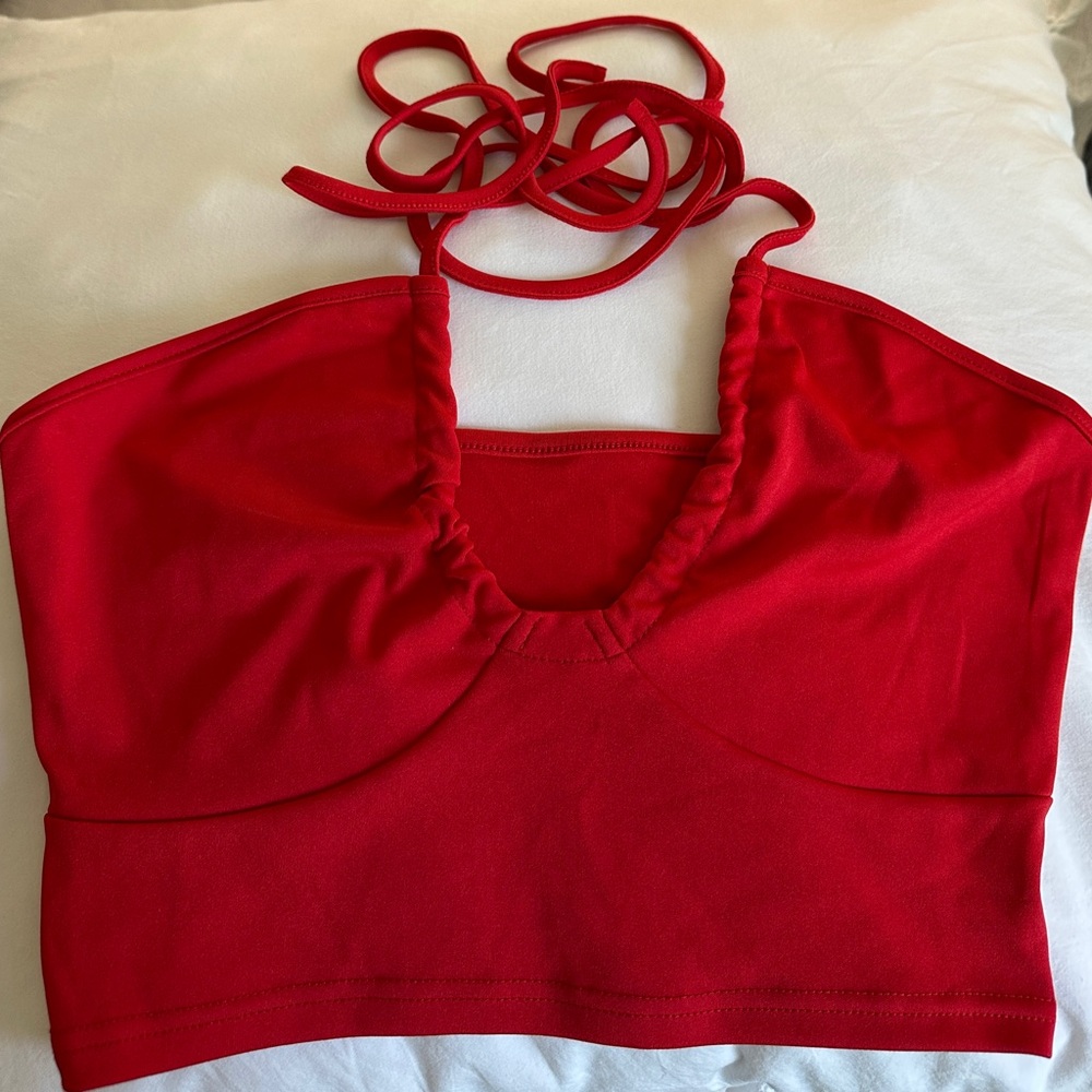 Red Halter Crop Top